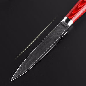 5" Damascus Steel Wooden Handle Knife